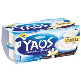 NESTLÉ, YAOS Yaourt à la grecque vanille 4x125g
