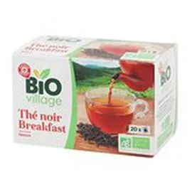 MARQUE REPÈRE, BIO VILLAGE Thé noir English Breakfast x20 36g