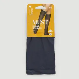 MONOPRIX FEMME Mi-Bas Opaques Marine - TU l'unité