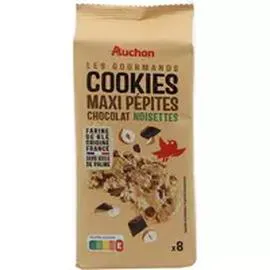AUCHAN Les Gourmands Cookies maxi pépites chocolat noisettes 180g