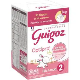 NESTLÉ, GUIGOZ Lait bébé en poudre 2ème âge Optipro 2x600g