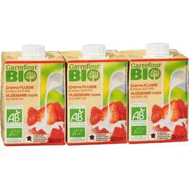 CARREFOUR BIO Crème fluide entière 30% MG 3x20cl