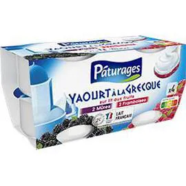 PÂTURAGES Yaourt à la Grecque sur lit de fruits mûres framboises 4x150g