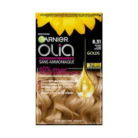 GARNIER, OLIA Coloration Cheveux Permanente Sans Amoniaque 8.31 Blond Doré Cendré l'unité