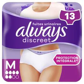 ALWAYS, DISCREET Culottes Fuites Urinaires Blanc Taille M x13