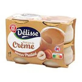 MARQUE REPÈRE, DÉLISSE Crème desserts Saveur Praline 4x100g