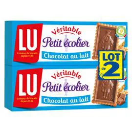 LU, PETIT ÉCOLIER Biscuits petit beurre nappés au chocolat au lait Petit Ecolier 2x150g