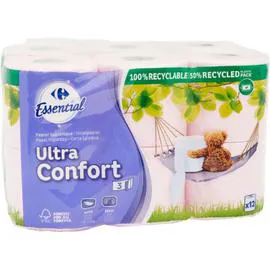 CARREFOUR ESSENTIAL Papier toilette Ultra Confort x12