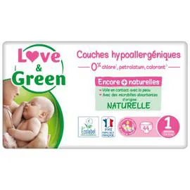 LOVE & GREEN Couches bébé taille 1 : 2 - 5kg hypoallergénique x44