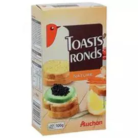 AUCHAN Toasts ronds nature 100g
