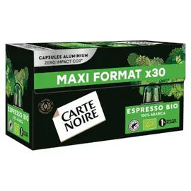 CARTE NOIRE Café capsules Compatibles Nespresso Espresso bio 165g