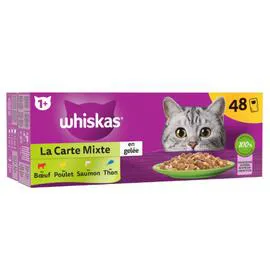 WHISKAS Pâtée pour chat adulte,en gelée La Carte Mixte 48x85g