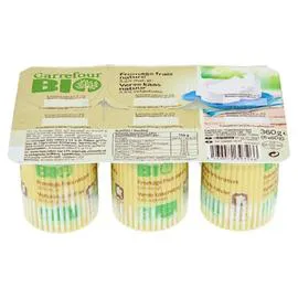 CARREFOUR BIO Fromage frais nature Bio 6x60g
