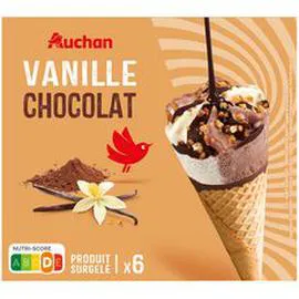 AUCHAN Cône glacé vanille chocolat 415g
