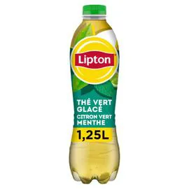 LIPTON Boisson au Thé vert glacé saveur citron vert menthe 1,25l
