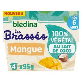 BLÉDINA Dessert bébé végétal 6m Lait coco mangue 4x95g