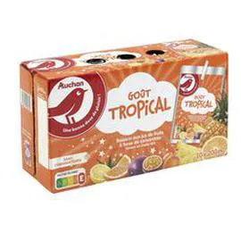 AUCHAN Boisson aux jus de fruits goût tropical poches 10x20cl
