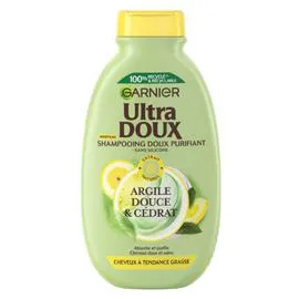 GARNIER, ULTRA DOUX Shampoing Doux Purifiant Cheveux Gras Argile Douce & Cédrat 300ml
