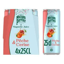 PERRIER Boisson Gazeuse Pêche Cerise 4x25cl