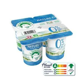 LA BERGERIE Yaourt Au Lait De Brebis 0% Bio 480g