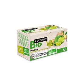 COTTERLEY BIO Infusion gingembre saveur citron vert BIO x20