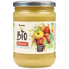 AUCHAN BIO Purée de pomme sans sucres ajoutés en bocal 500g