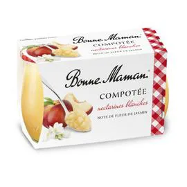 BONNE MAMAN Compotée nectarines blanches fleur de jasmin 2x130g