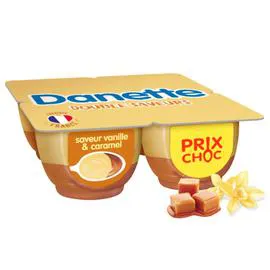 DANONE, DANETTE Crème dessert vanille sur lit de caramel 4x125g
