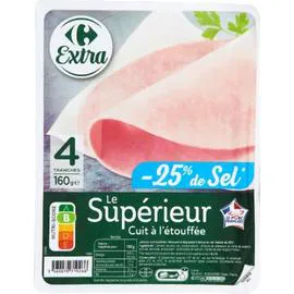 CARREFOUR EXTRA Jambon Le Supérieur sel réduit 4x40g