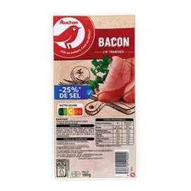 AUCHAN Bacon réduit en sel 100g