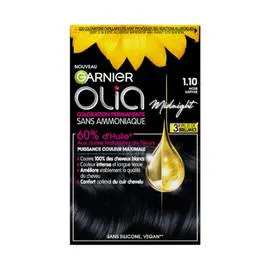 GARNIER, OLIA Coloration Cheveux Permanente Sans Amoniaque 1.10 Noir Saphir l'unité