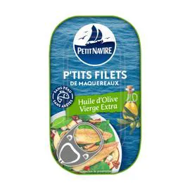 PETIT NAVIRE Maquereau les P'tits filets de Maquereaux à Huile d'olive vierge Extra 90g