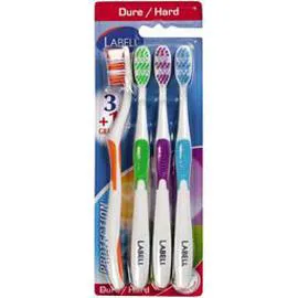 LABELL Protection Brosses à dents, dure, family pack x4