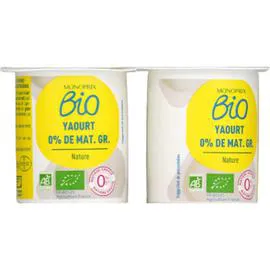 MONOPRIX BIO Yaourt nature 0% MG bio 500g