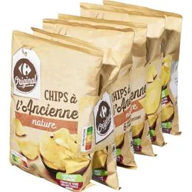 CARREFOUR ORIGINAL Chips à l'ancienne nature 6x30g