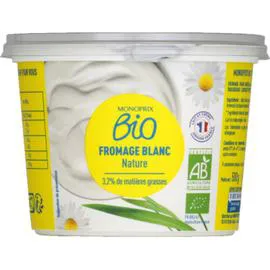 MONOPRIX BIO Fromage blanc nature bio 3,2% MG 500g