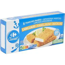 CARREFOUR CLASSIC' Cabillaud tranches panées 8x50g