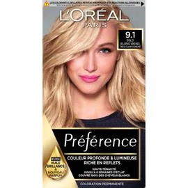 L'ORÉAL PARIS, PRÉFÉRENCE Coloration Cheveux Permanente 9.1 Oslo Blond Très Clair Cendré l'unité