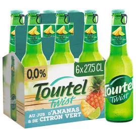 TOURTEL Bière au jus d'Ananas Citron Vert Sans Alcool Twist 6x27,5cl