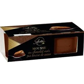 CARREFOUR Desserts mousse chocolat noir Selection 2x90g