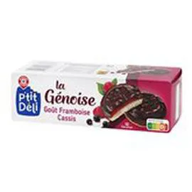 MARQUE REPÈRE, P'TIT DÉLI Génoises fourrées Framboise cassis 150g
