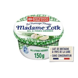 PAYSAN BRETON, MADAME LOÏK Fromage à Tartiner Ail Et Fines Herbes 150g