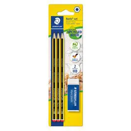 STAEDTLER 3 Crayons Graphites Mine Hb + 1 Gomme Mars l'unité