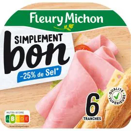 FLEURY MICHON Jambon Simplement bon réduit en sel sans couenne 210g