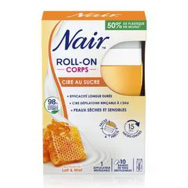 NAIR Cire dépilatoire Roll-on cire au sucre, lait & miel + 10 bandes 100ml