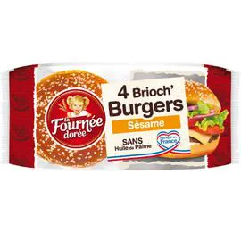 LA FOURNÉE DORÉE Pain Burger brioché/sésame 4x62,5g