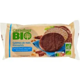 CARREFOUR BIO Galettes de maïs chocolat au lait 100g