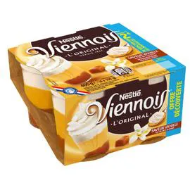 NESTLÉ, LE VIENNOIS Liégeois à la vanille sur lit de caramel 4x100g