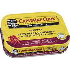 CAPITAINE COOK Sardines à l'huile d'olive & au piment d'Espelette 87g