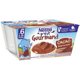 NESTLÉ, P'TIT GOURMAND Desserts bébé chocolat - dès 8 mois 4x100g